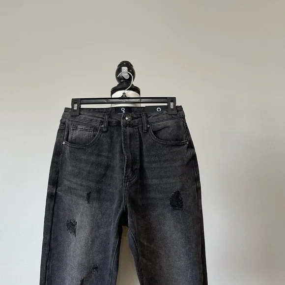 Insane Gene new with tags high waist girlfriend jeans size 24 fray black denim - Picture 12 of 13